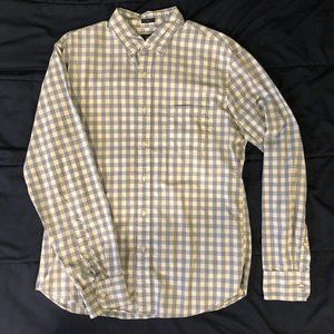 J Crew Slim Grey White Gingham Button Down